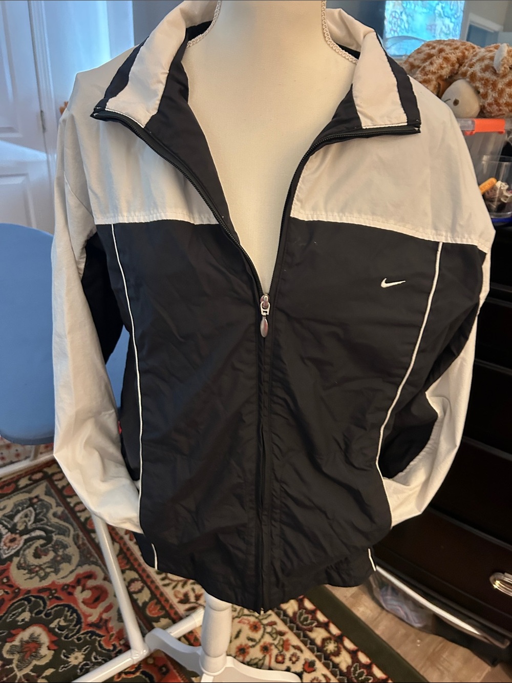 Nike Black and White Colorblock Bomber Jacket